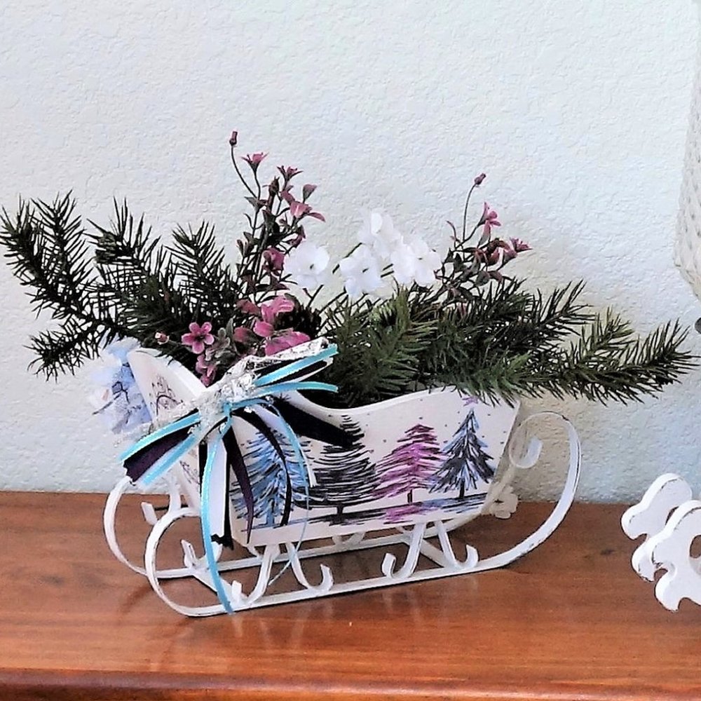 Christmas Sleigh Winter Sleigh Tabletop Sleigh Shabby Chic Christmas